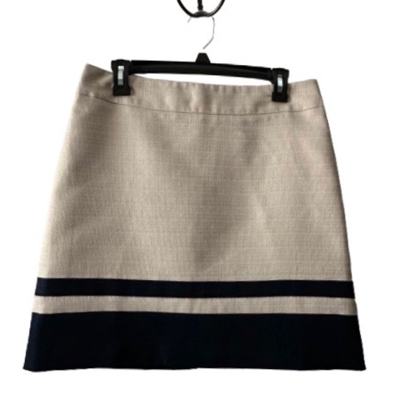 Ann Taylor LOFT Women 6 Beige/Black Color Block A-line Lined Mini Straight Skirt - Picture 8 of 12